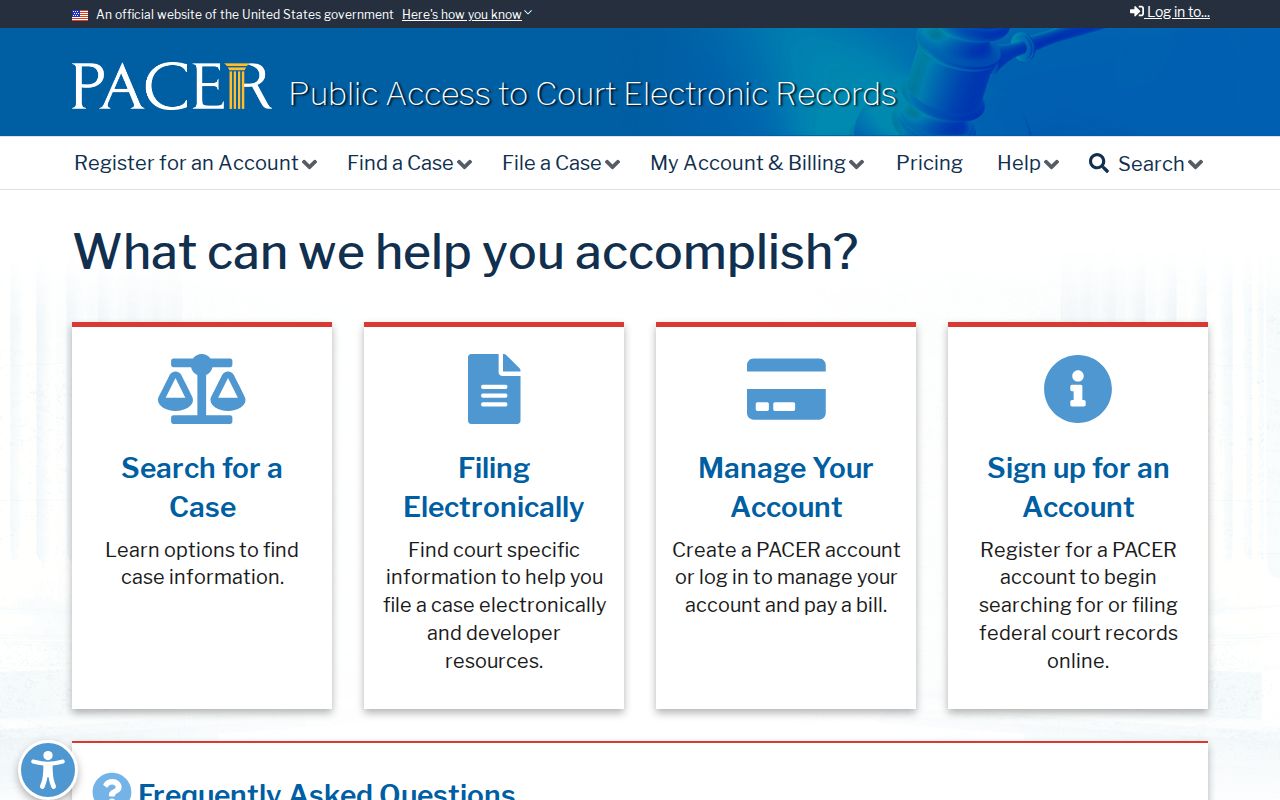 Iberia Parish case search federal PACER access route