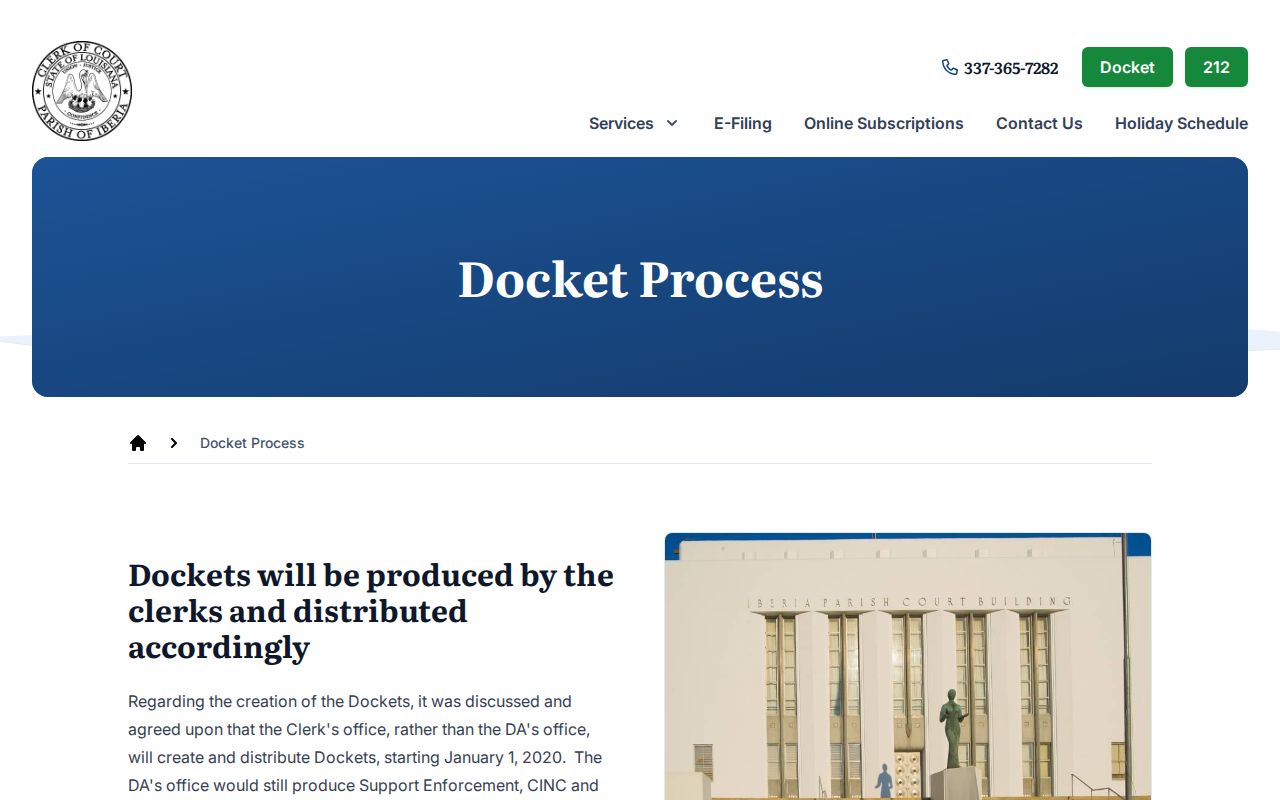 Iberia Parish court calendar docket process for Ten Day and Add-On publications