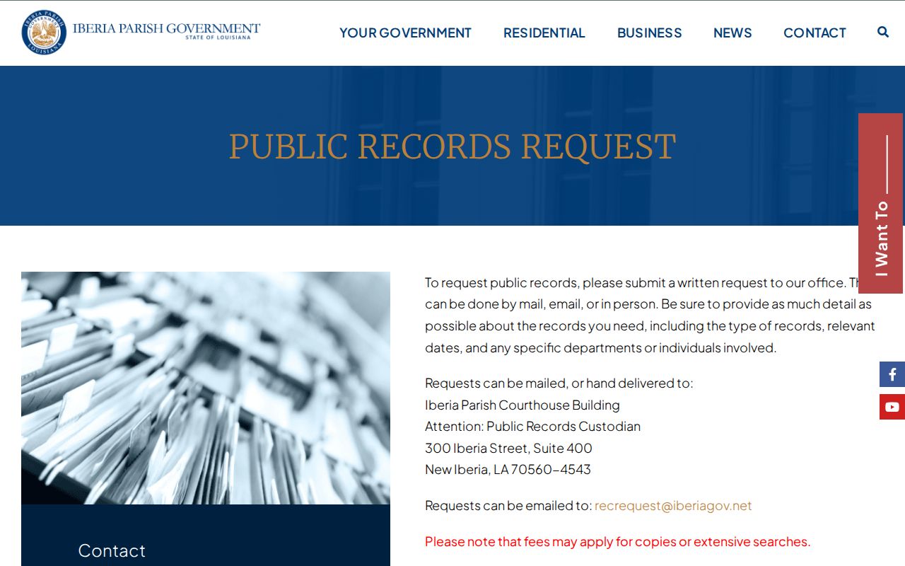 Iberia Parish court records distinction from parish government public record requests