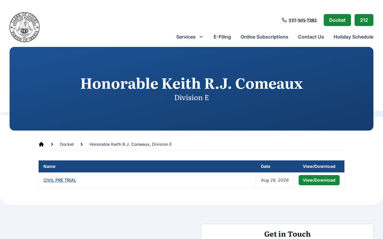 Iberia Parish criminal court docket Division E calendar publication