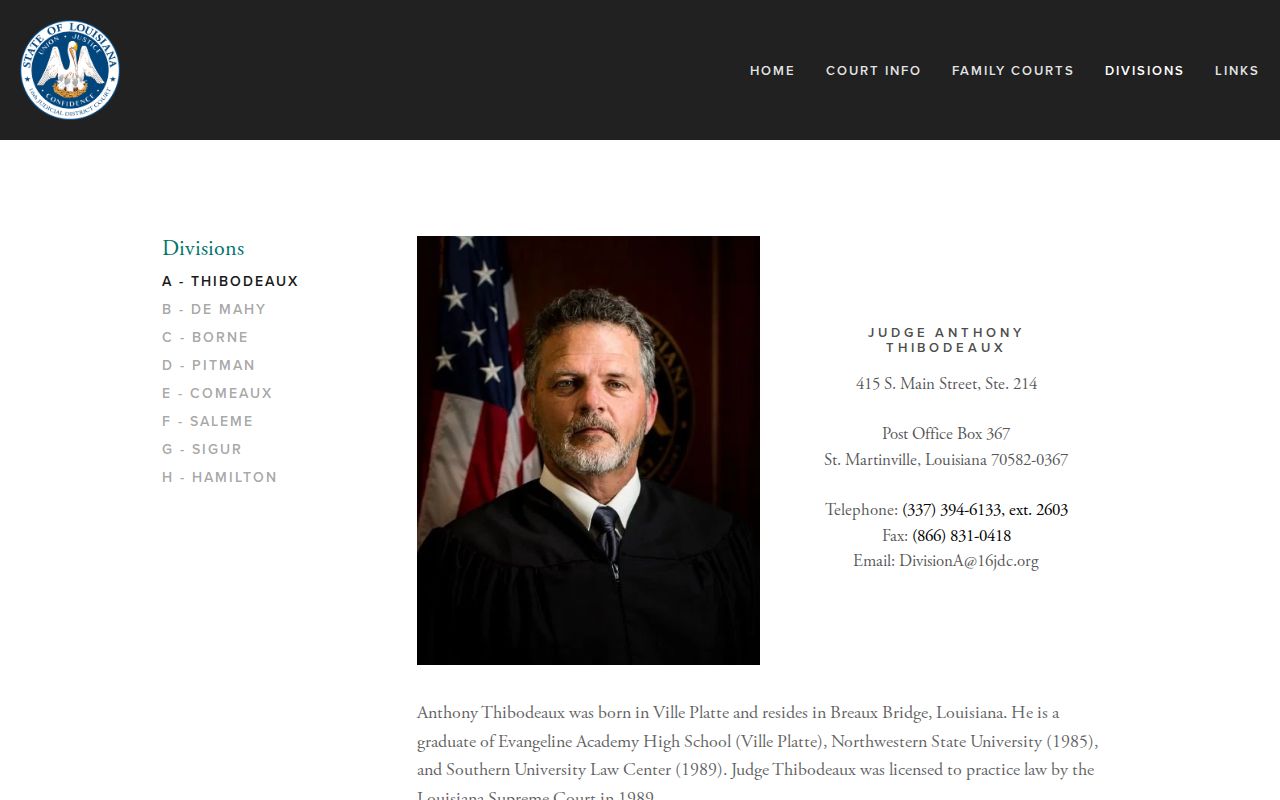 Delcambre court docket district court route through 16th JDC Division A