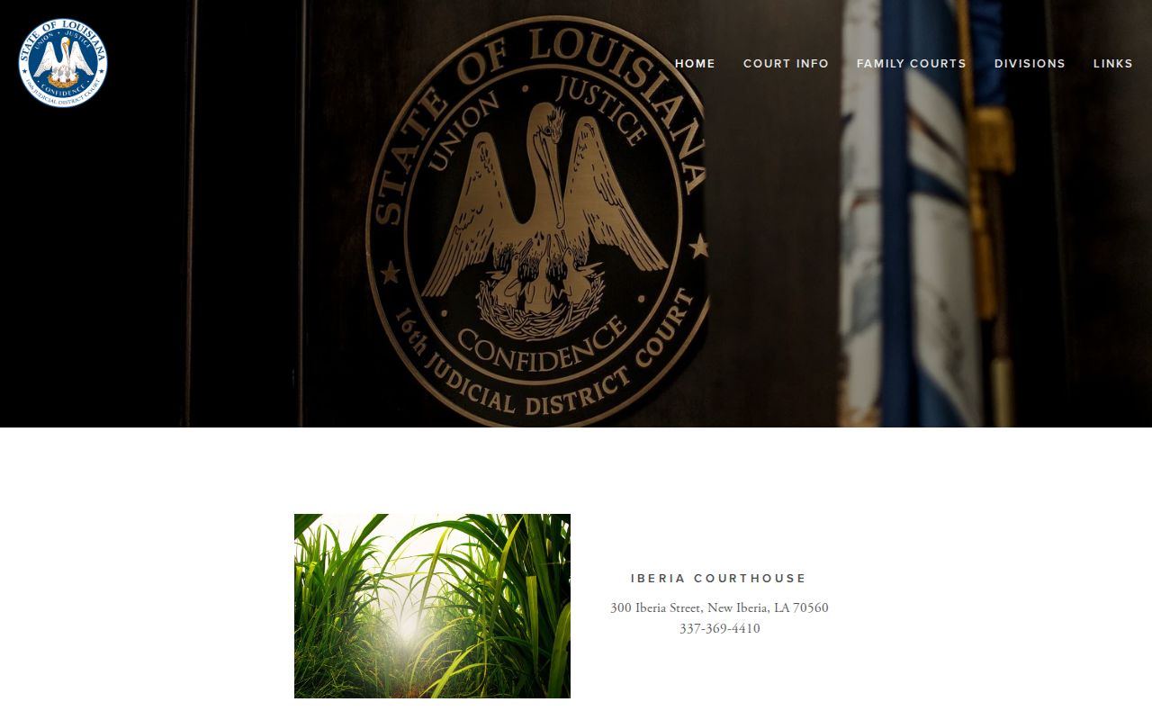 Iberia Parish court docket 16th Judicial District Court homepage