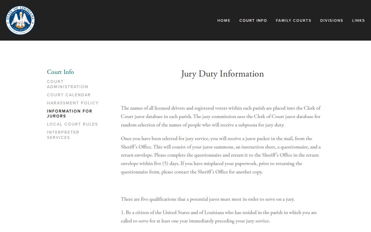 Iberia Parish court docket 16th Judicial District Court jury information
