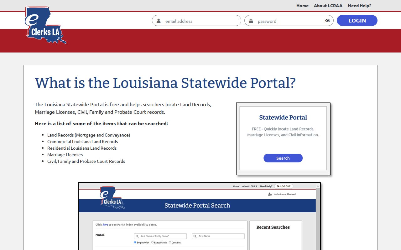 Iberia Parish court docket statewide eClerksLA portal overview