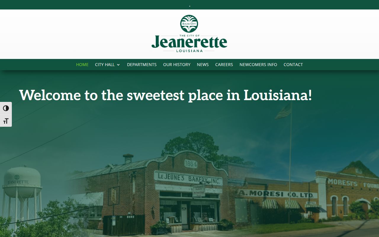 Jeanerette court docket City Hall contact page with no public court search link visible