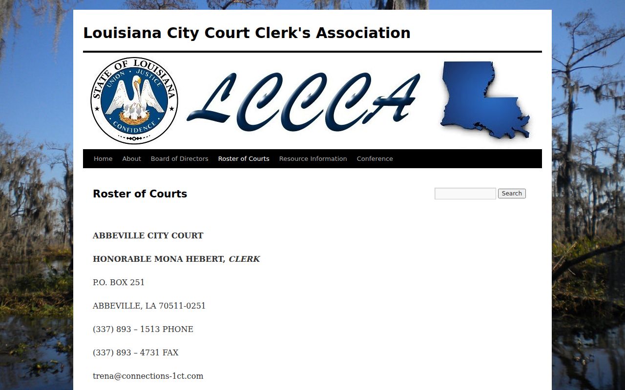 Jeanerette court docket official clerk roster for City Court record contact
