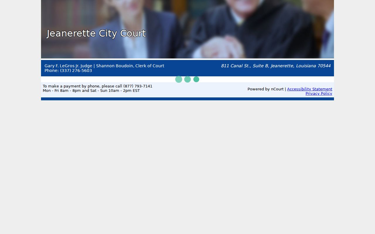 Jeanerette court docket nCourt payment route for City Court ticket records