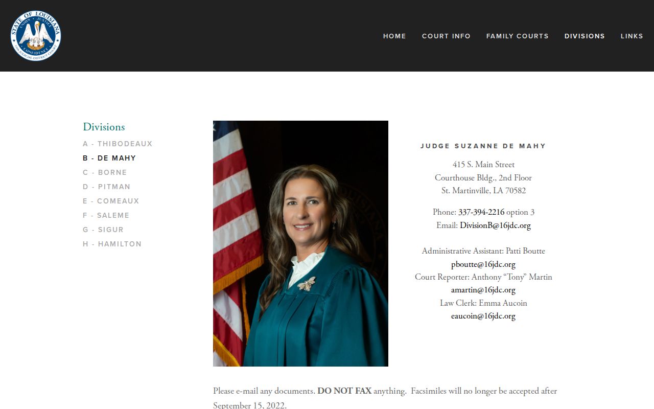 Loreauville court docket district-court route through 16th JDC Division B calendar access