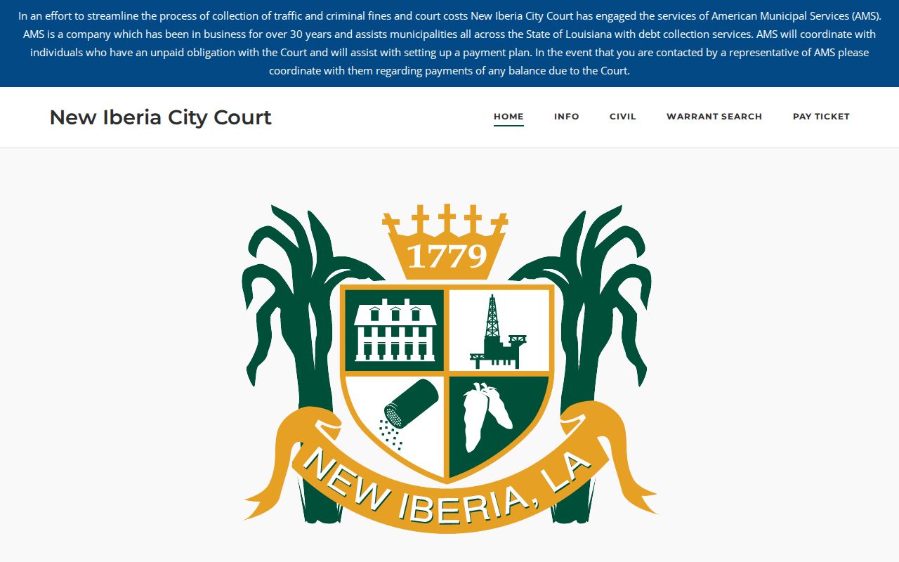 New Iberia court docket City Court service menu for municipal records