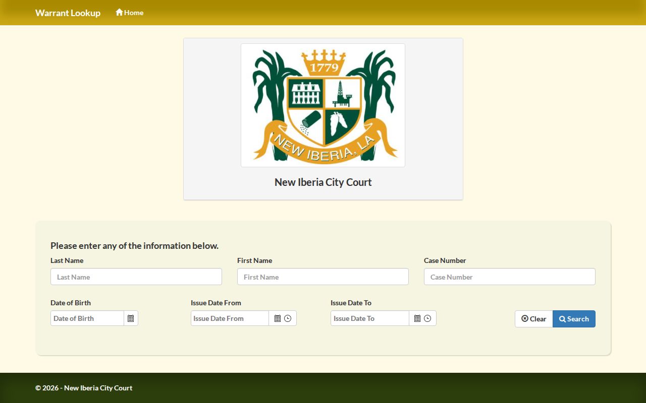 Iberia Parish traffic court records New Iberia City Court venue-specific lookup boundary